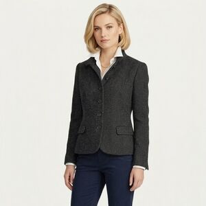 Lauren Ralph  Lauren Blazer Charcoal Gray Size 12  Wool Blend‎